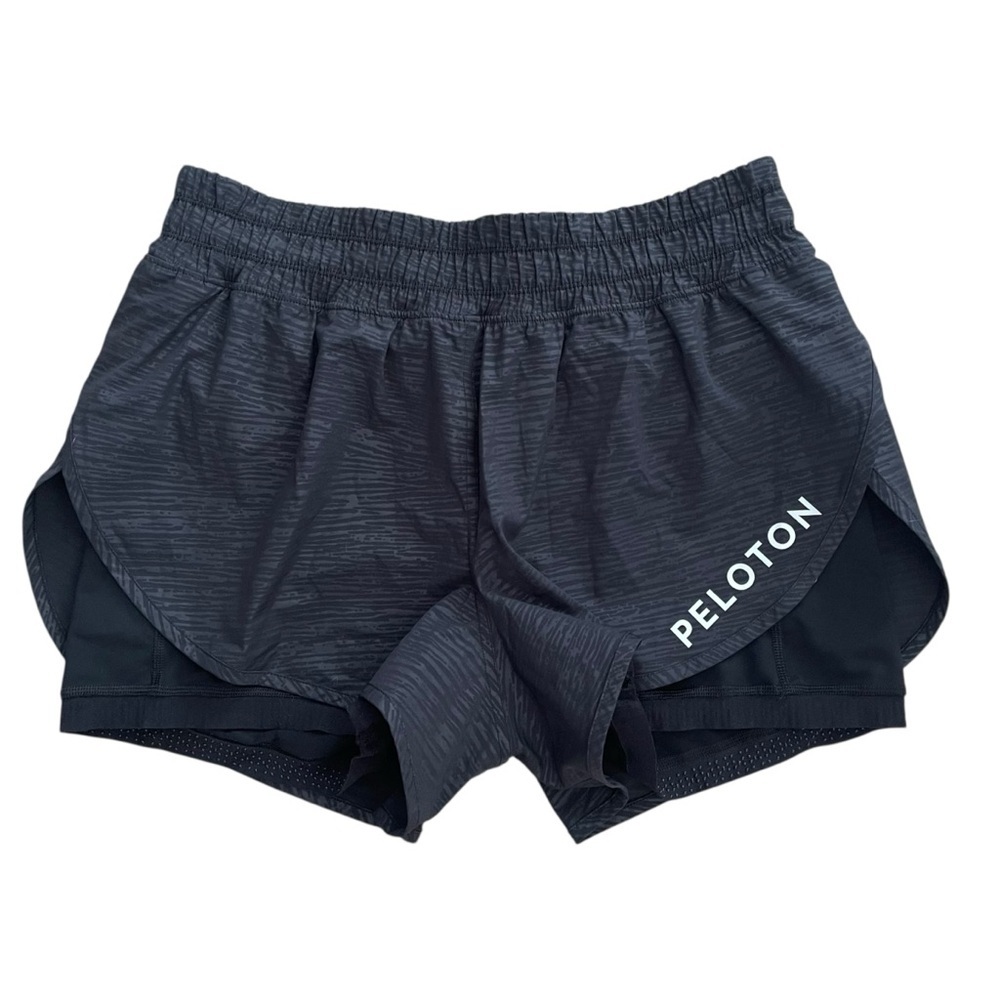 Lululemon Bootcamp Ready Short 3.5" Stride Embossed Black Peloton Logo Size 12